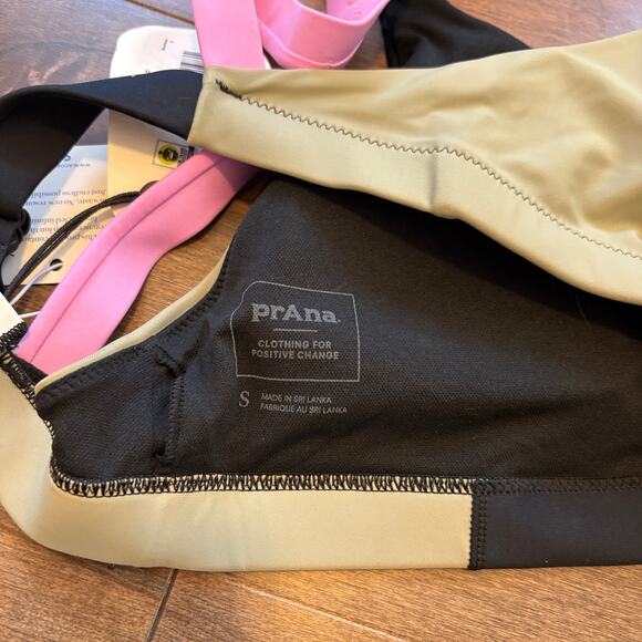 Prana Women's Baja Bound Swim Top Black Color Block size Small NWT - Picture 2 of 4